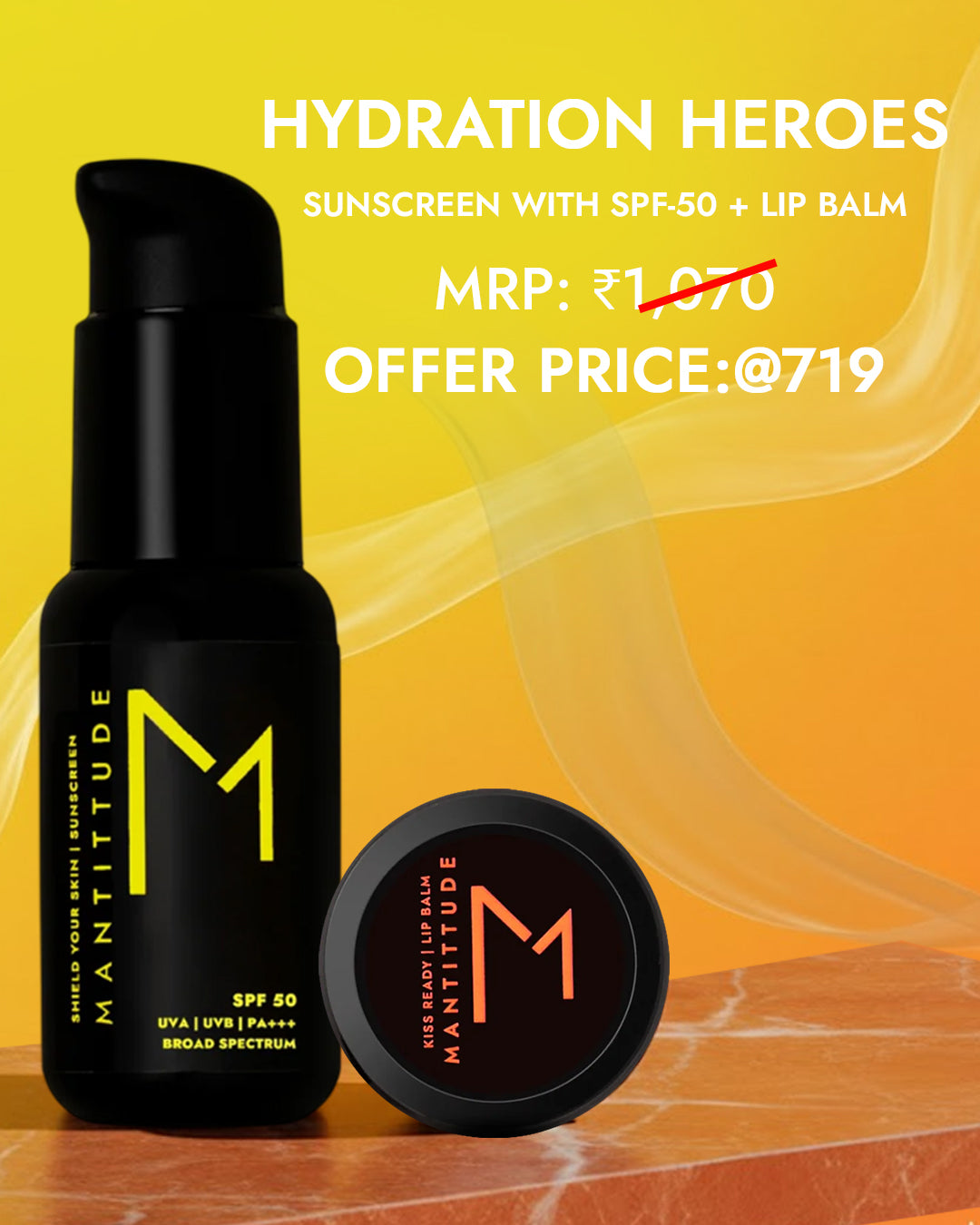 Sunscreen with SPF-50 + Lip balm