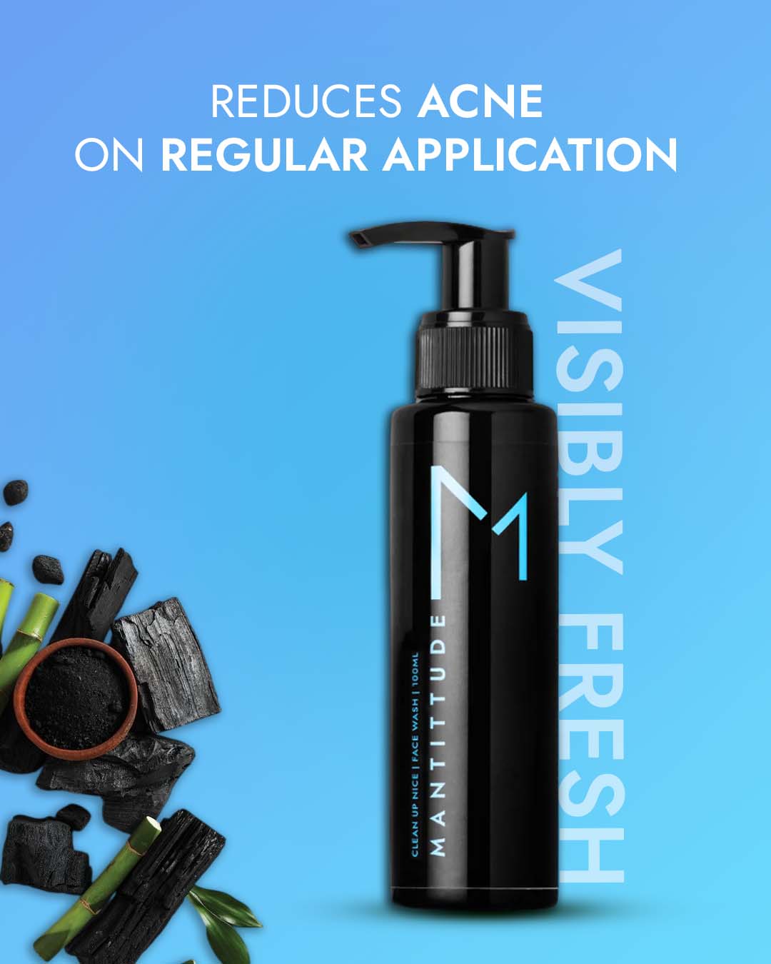 Mantittude Pollution Care Face Wash with Bamboo Charcoal & Plant Extracts for Men