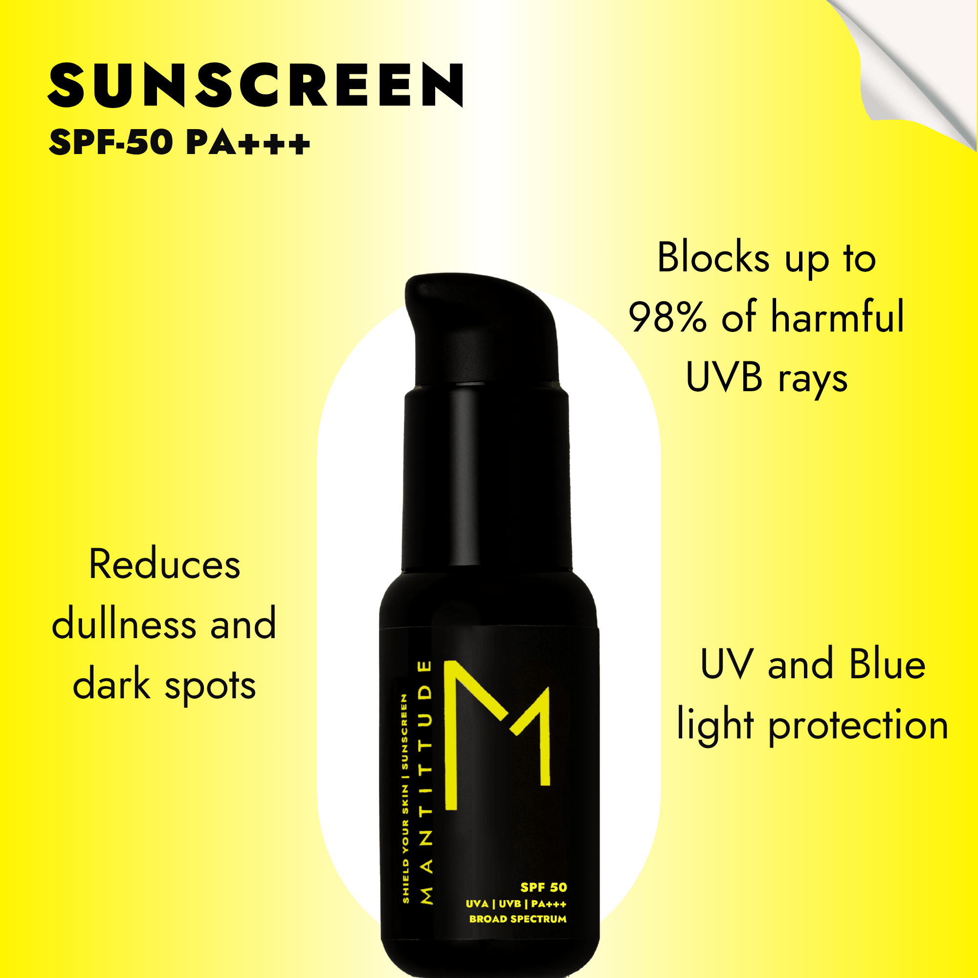 SPF 50 for men to reduce dullness, fade dark spots, protect from UV and blue light, and block harmful UVB rays.
